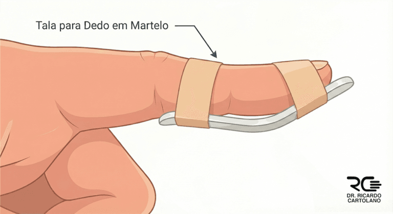 Uso de tala em hiperextensão para tratamento de Dedo em Martelo.