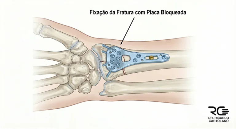 Tratamento cirúrgico de Fratura do Rádio utilizando placa bloqueada e parafusos.