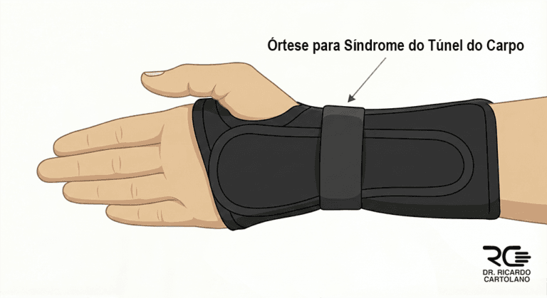 Órtese de punho para tratamento conservador da Síndrome do Túnel do Carpo.